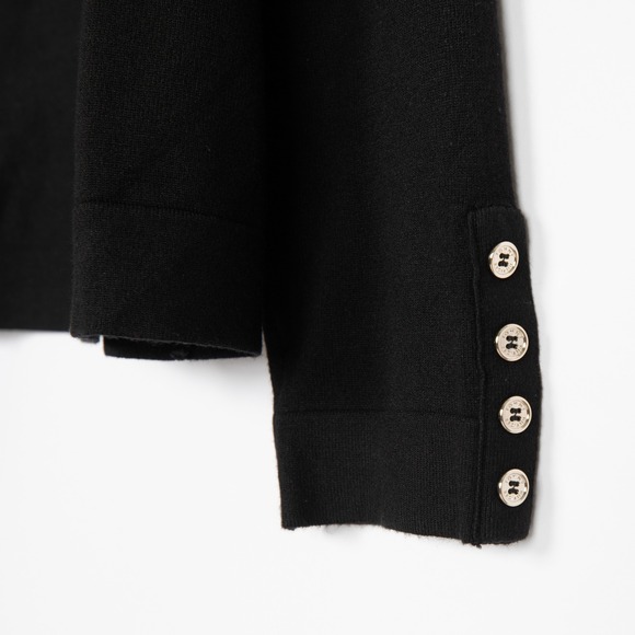 Tommy Hilfiger Black Open Front Cardigan Sweater Gold Button Detail‎ Size Large - Picture 8 of 12